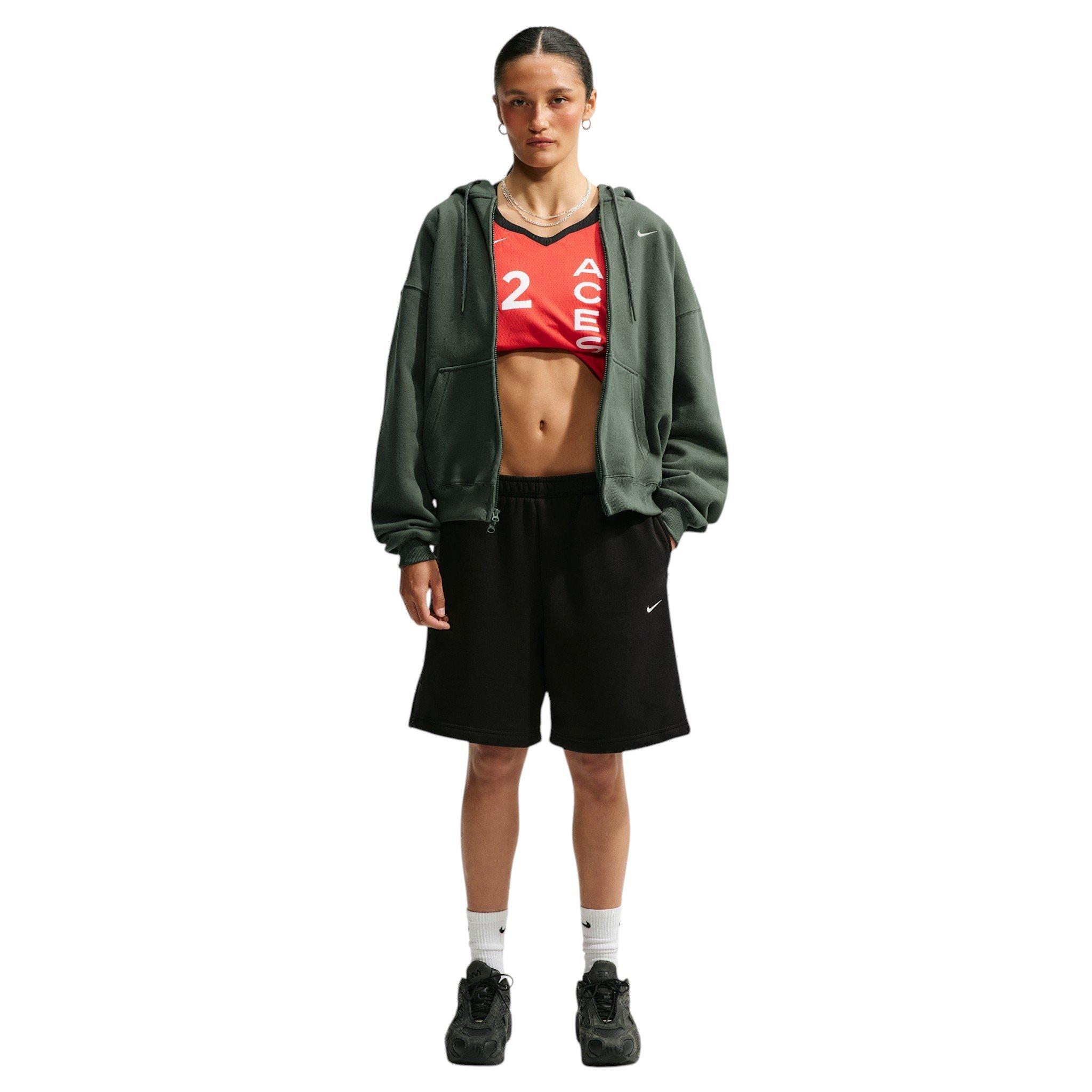 Nike Women's Studio Fleece Medium Weight Oversized Full-Zip Hooded Jacket - Green - GREEN